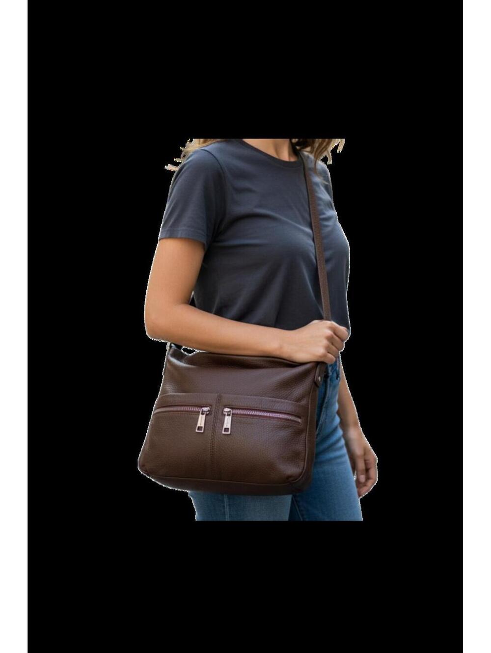 Rudsak Atelier Noir Pebbled Leather Hobo Bag Brown Slouchy Crossbody Shoulder - Picture 4 of 9